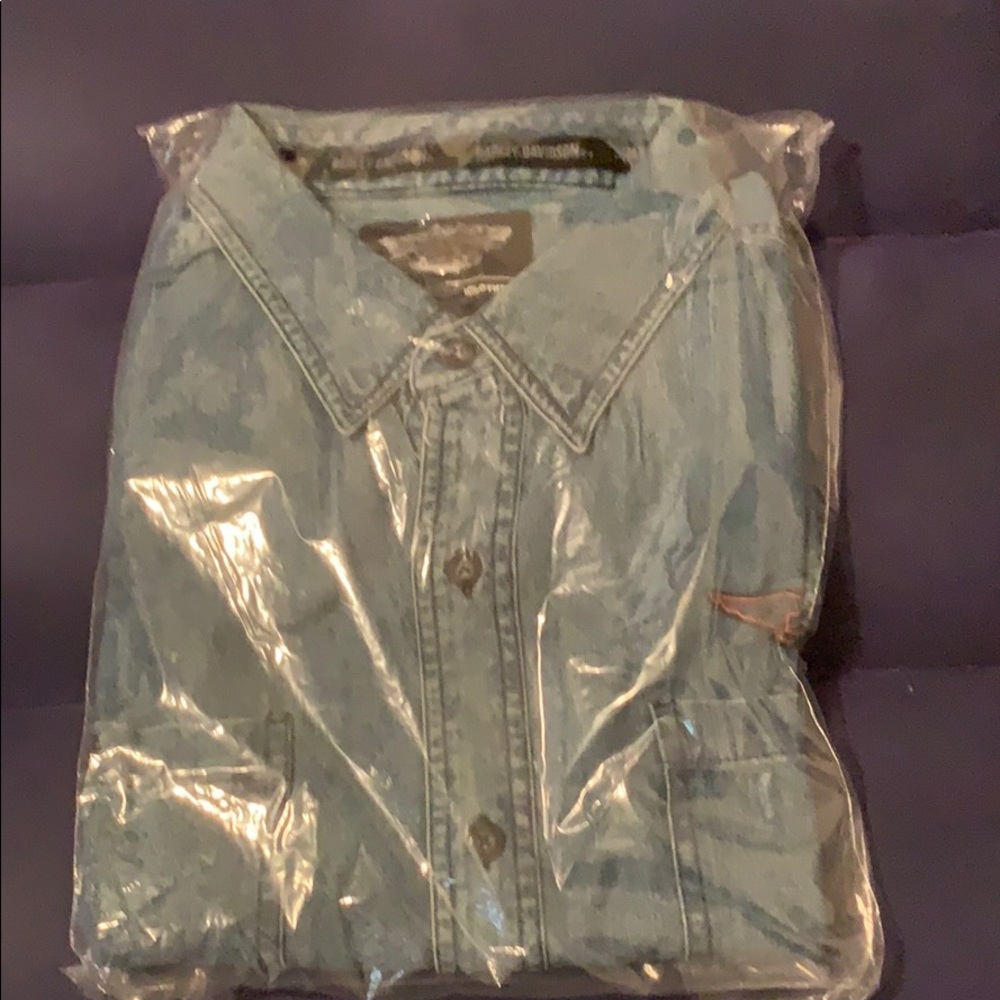 Men’s blue jean  Harley Davidson vest